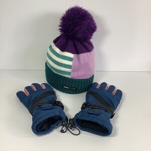 Swiss Tech Purple and Teal Beanie & All In Motion Insulated Gloves